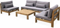 Salon de jardin et ensemble lounge — en bois, avec coussins, 5 Places, anthracite