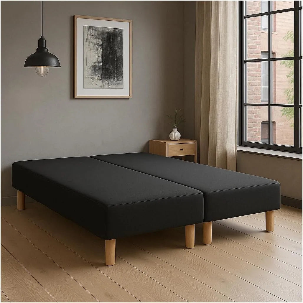 TAPISSIER Noir 90x200x2 180x200 — 90 × 200 × 2, 180 × 200, revêtement en tissu