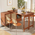 Merax Table de bar extensible avec espace de rangement — avec rangement, pivotant, pliable, 187 × 80 × 76 cm, marron, en résine tressée