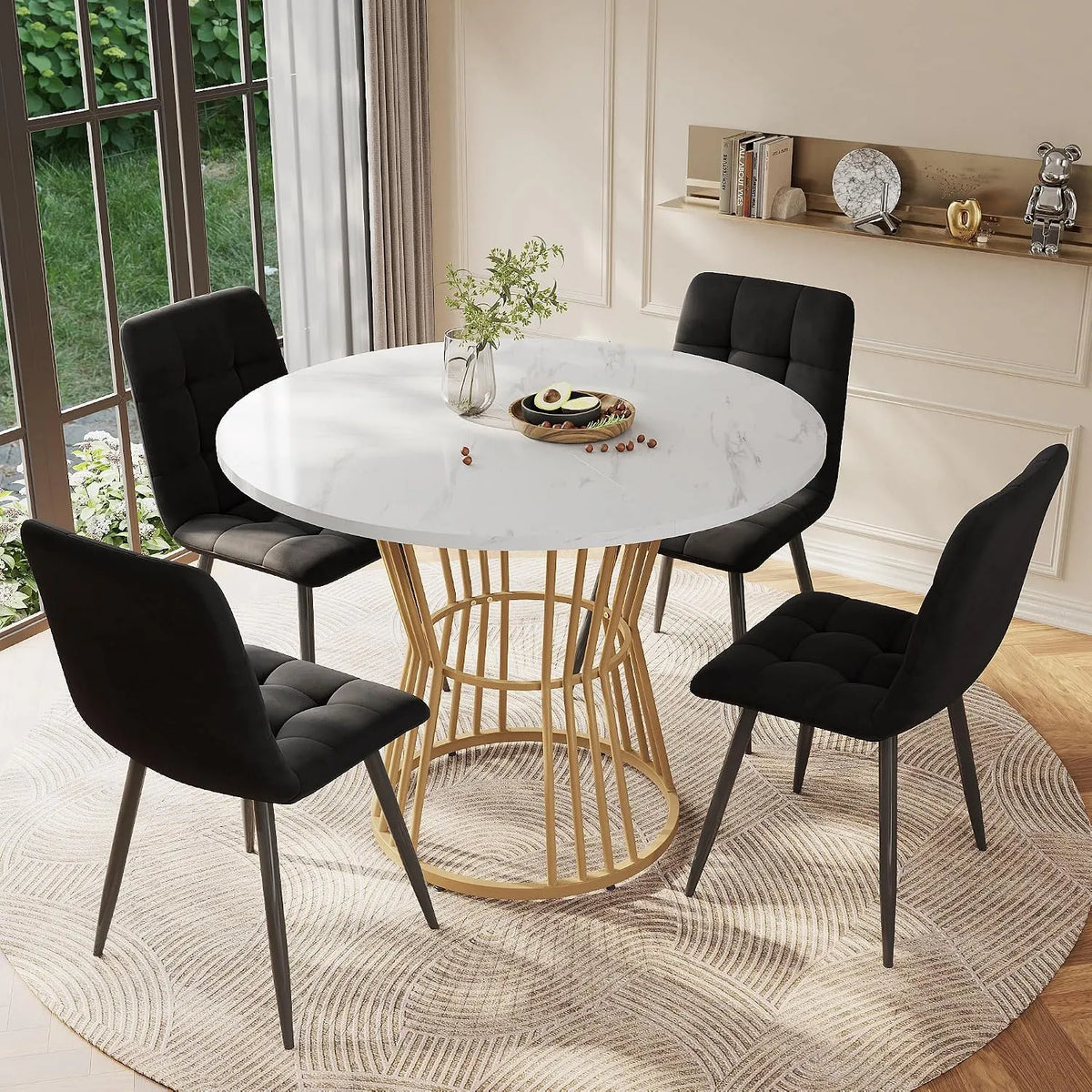 Table à manger et table de salle à manger – à motifs, en métal, réglable, blanc