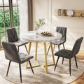Merax Table de Salle à Manger Ronde – à motifs, en métal, réglable