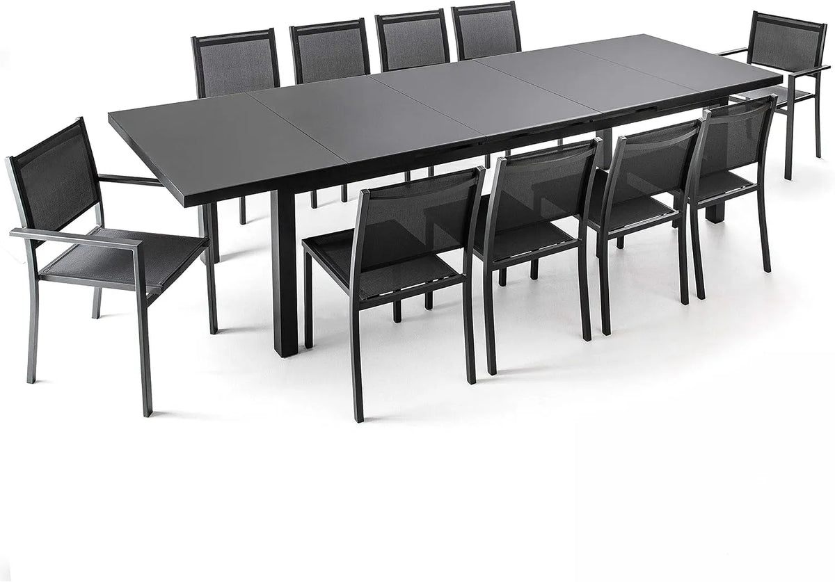 Oviala Ensemble Table de jardin et table de terrasse Extensible 256-320 cm et 10