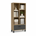 Bibliothèque en bois avec tiroir noir 160cm x 80cm x 30cm