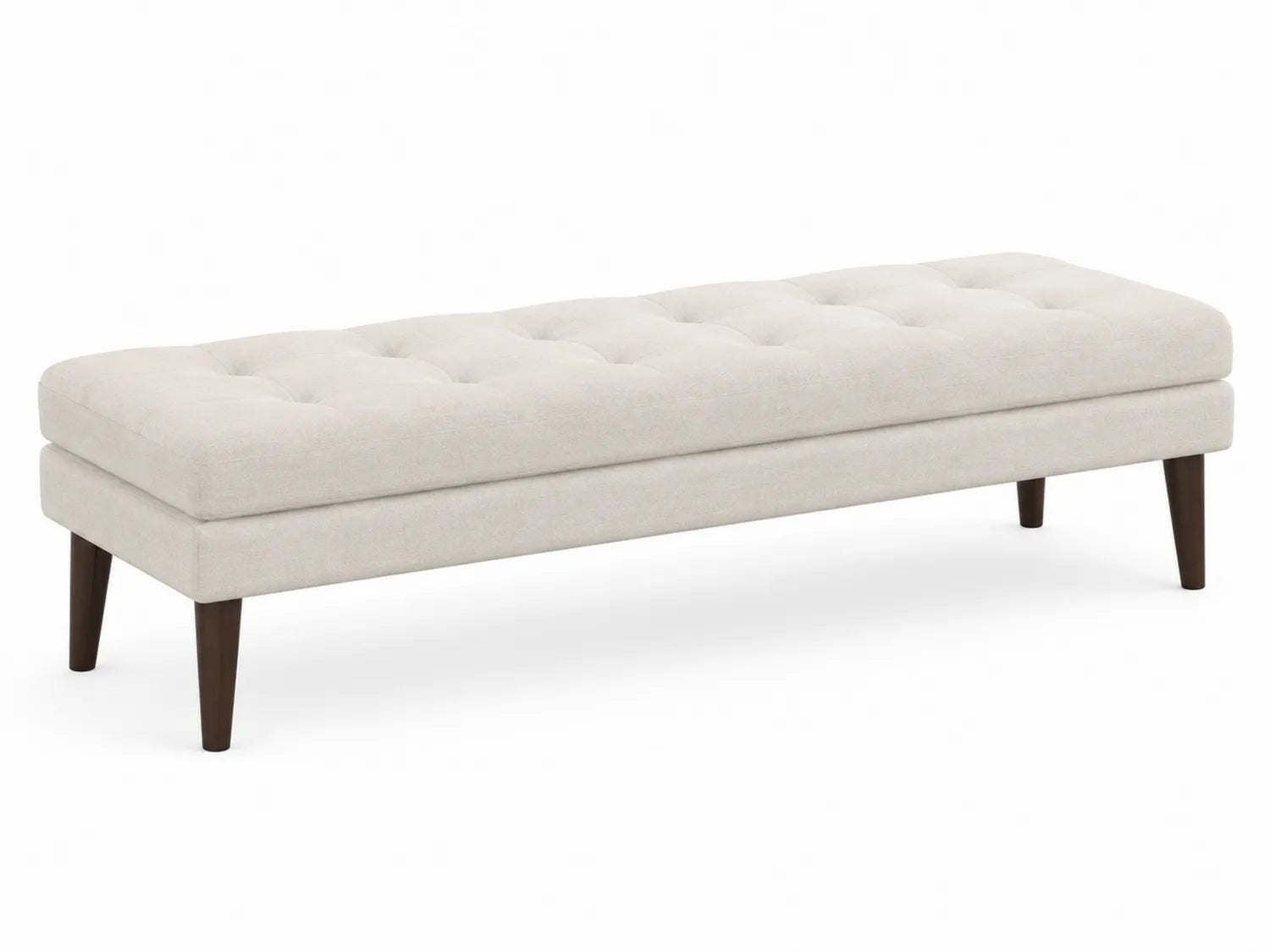 Banc en bois et tissu polyester beige 140x45x40 cm