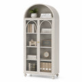 Bibliothèque en Bois avec Portes en Verre Cannelé 200x90x40cm