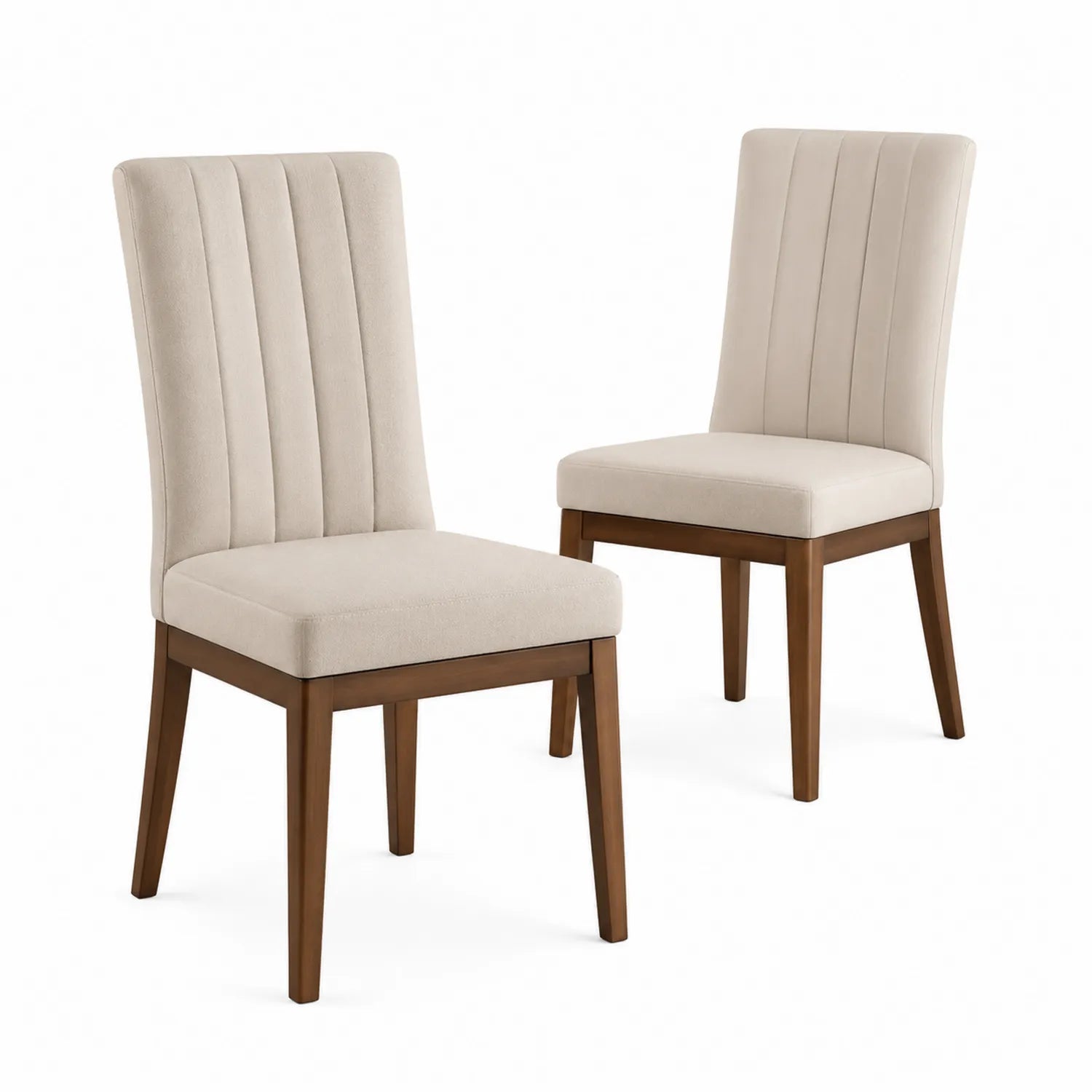 Lot de 2 chaises en tissu avec pieds en bois