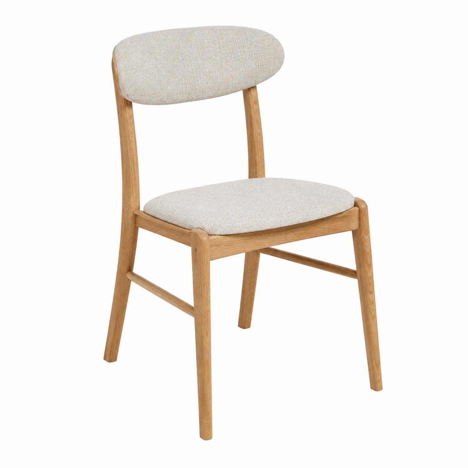 Chaise de salle à manger en bois et lin beige