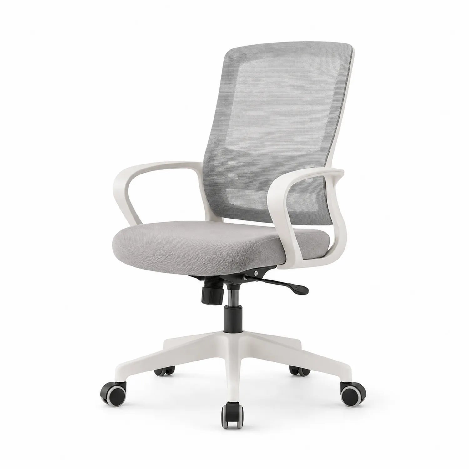 Chaise de bureau en tissu gris avec base pivotante