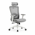 Chaise de Bureau en Maille Réglable avec Appui-tête et Accoudoirs Gris