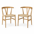 Lot de 2 chaises en bois avec siège en corde tressée