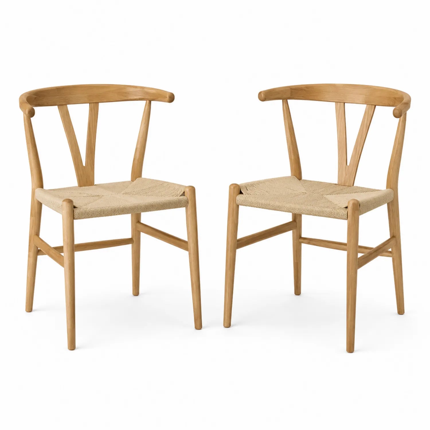Lot de 2 chaises en bois avec siège en corde tressée