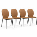 Ensemble de 4 chaises en cuir PU marron et métal noir