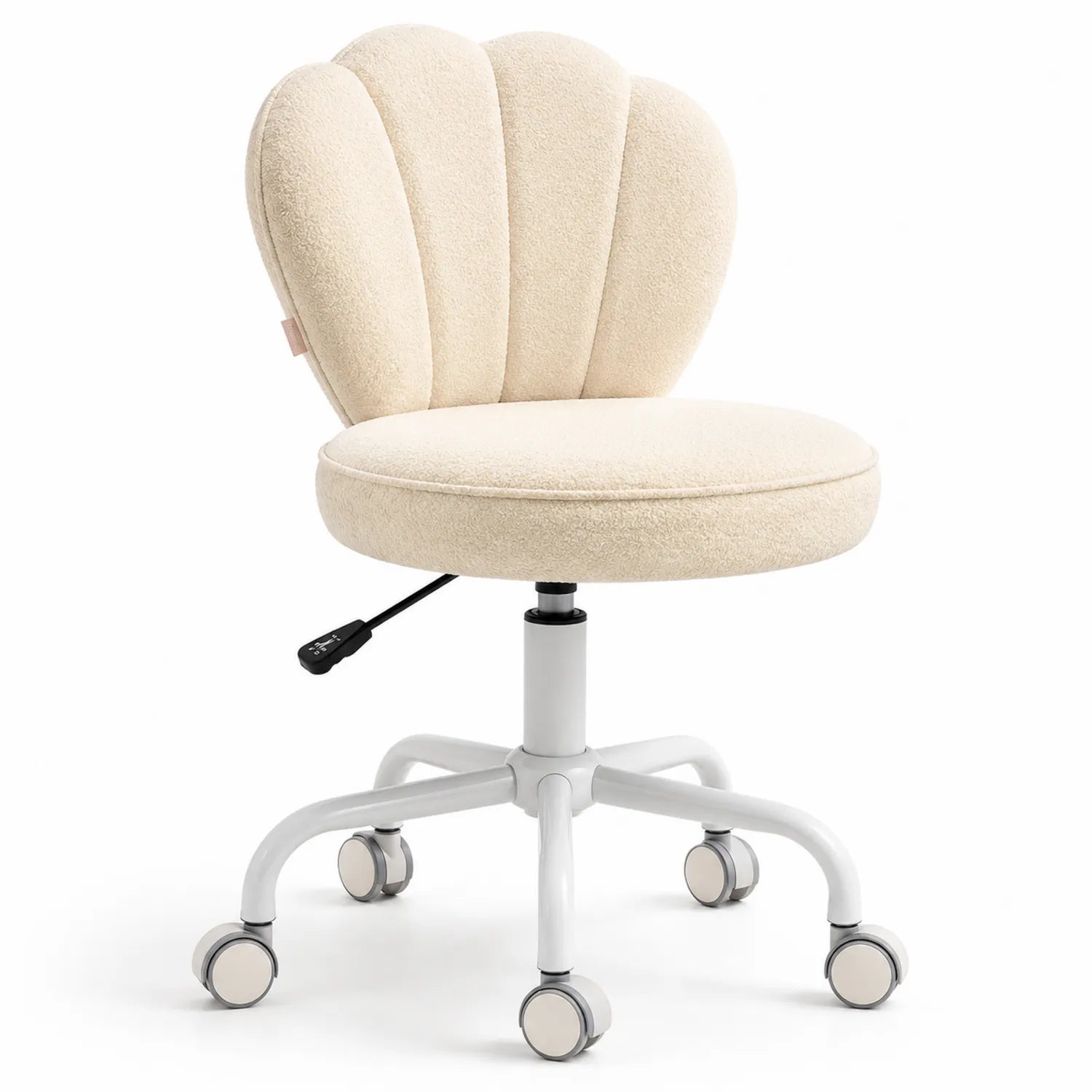 Chaise de bureau en tissu polyester beige avec roulettes