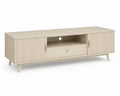 Meuble TV en bois MDF et métal beige 150x40x50cm