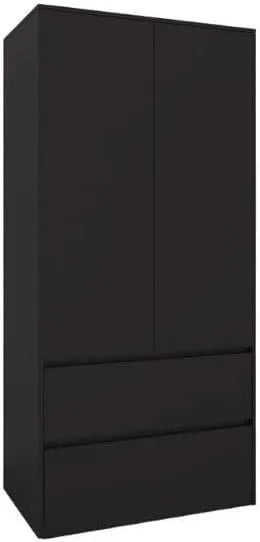Armoire de rangement: avec rangement, avec tiroirs, 2 Portes, 2 Tiroirs, 181 × 90 × 51 cm, noir