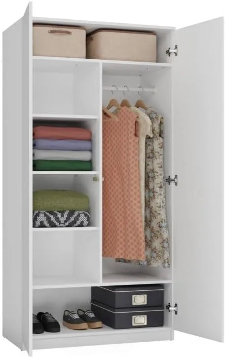 Armoire-penderie et garde-robe de rangement: pour enfant, avec rangement, 2 Portes, 90 cm, blanc, CDF SD 90