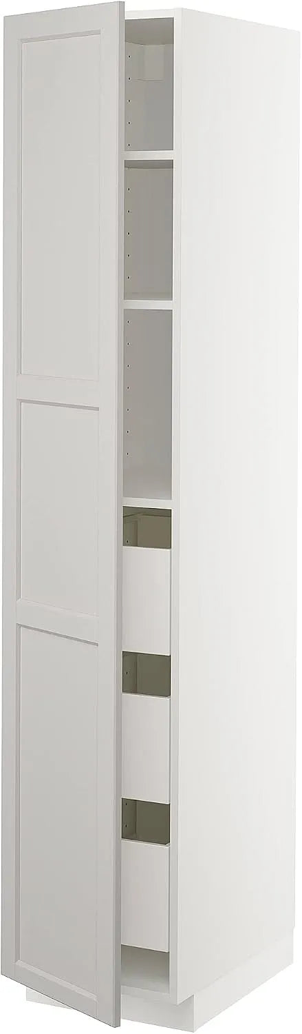 Armoire de rangement — METOD, avec tiroirs, 40 × 60 × 200 cm, gris