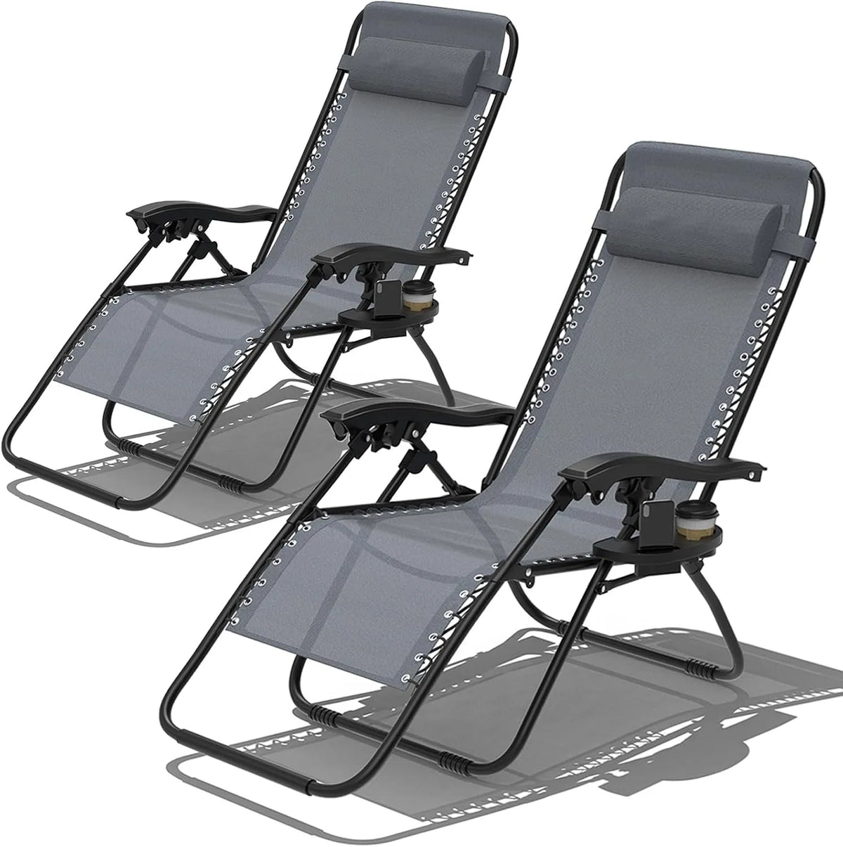 Fauteuil relax et fauteuil inclinable – réglable, 2 pièces, gris
