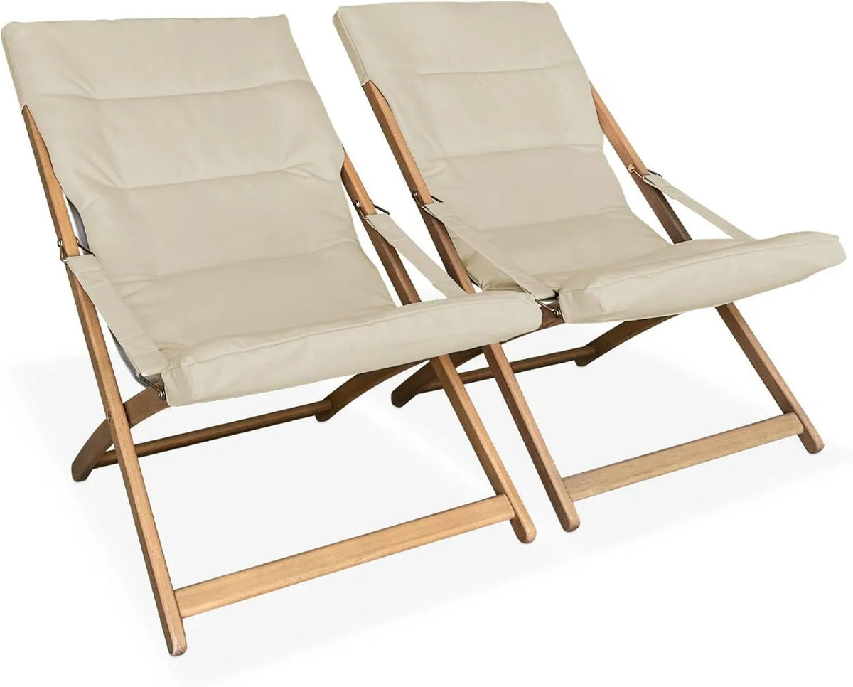 sweeek — en bois, pliable, Lot de 2, beige