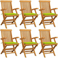 Chaises de jardin: avec accoudoirs, avec coussins, résistant aux intempéries, pliable, Lot de 6, 55 × 60 × 89 cm, vert