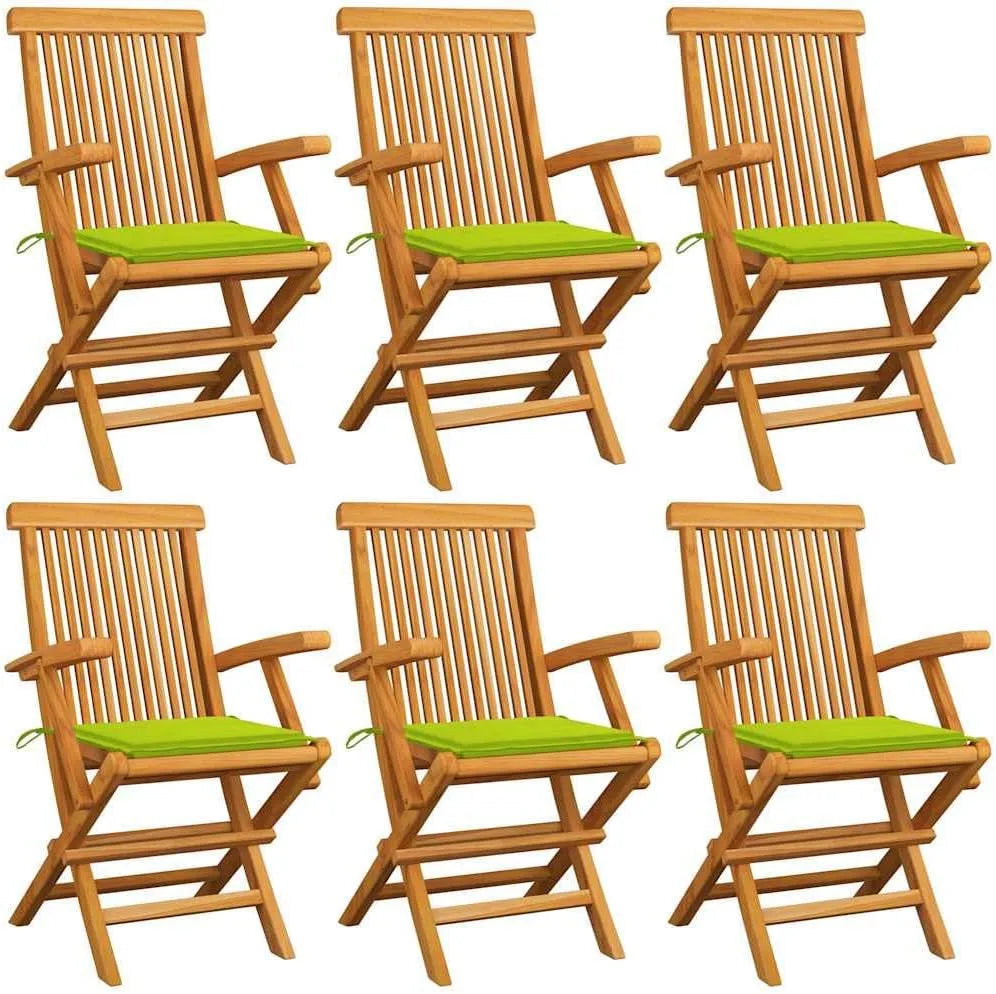 Chaises de jardin: avec accoudoirs, avec coussins, résistant aux intempéries, pliable, Lot de 6, 55 × 60 × 89 cm, vert