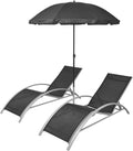 Chaise – avec dossier, résistant aux intempéries, format léger, réglable, noir, en aluminium