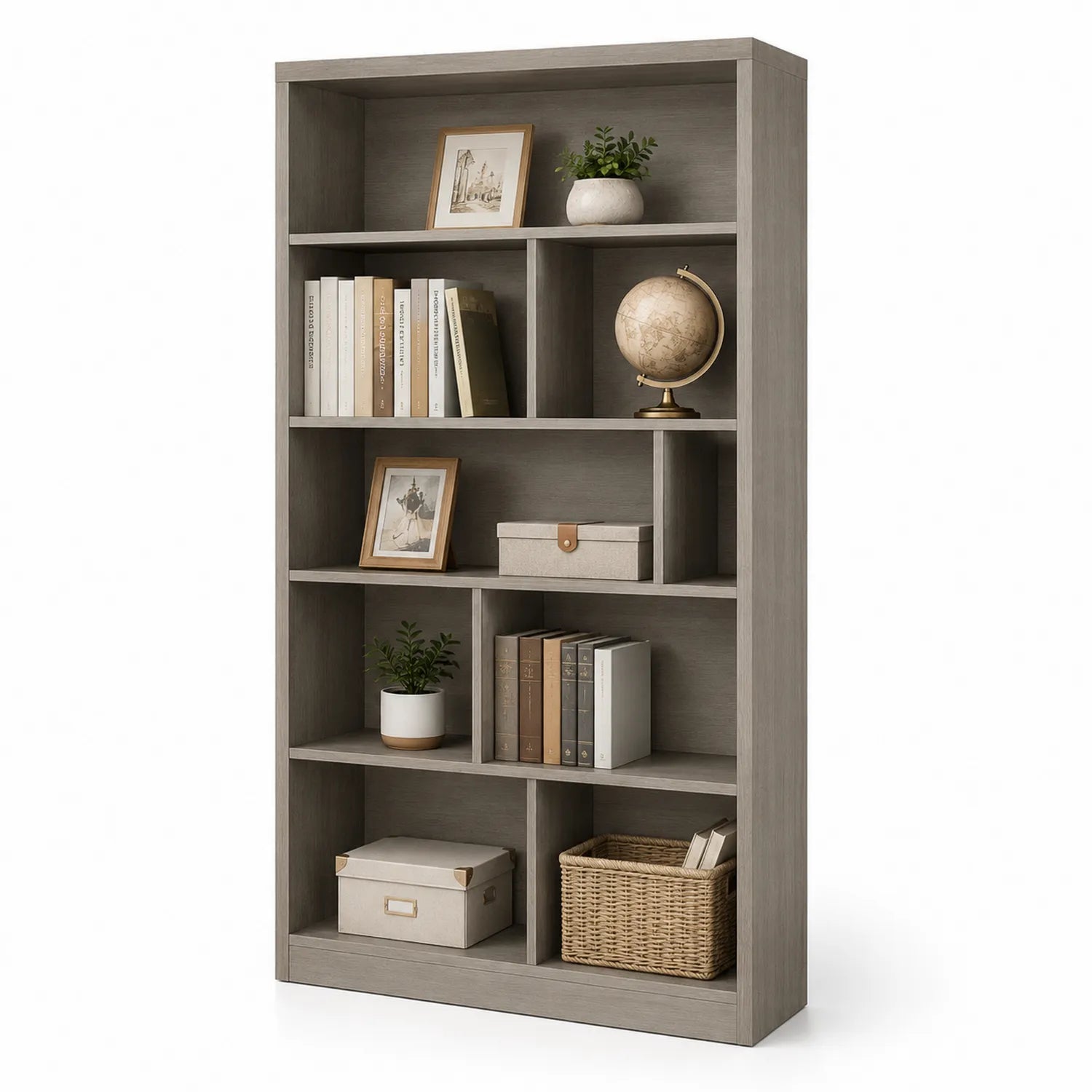 Bibliothèque en bois MDF gris 180cm x 80cm x 30cm