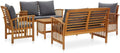 Salon de jardin et ensemble lounge – en bois, avec coussins, 5 pièces