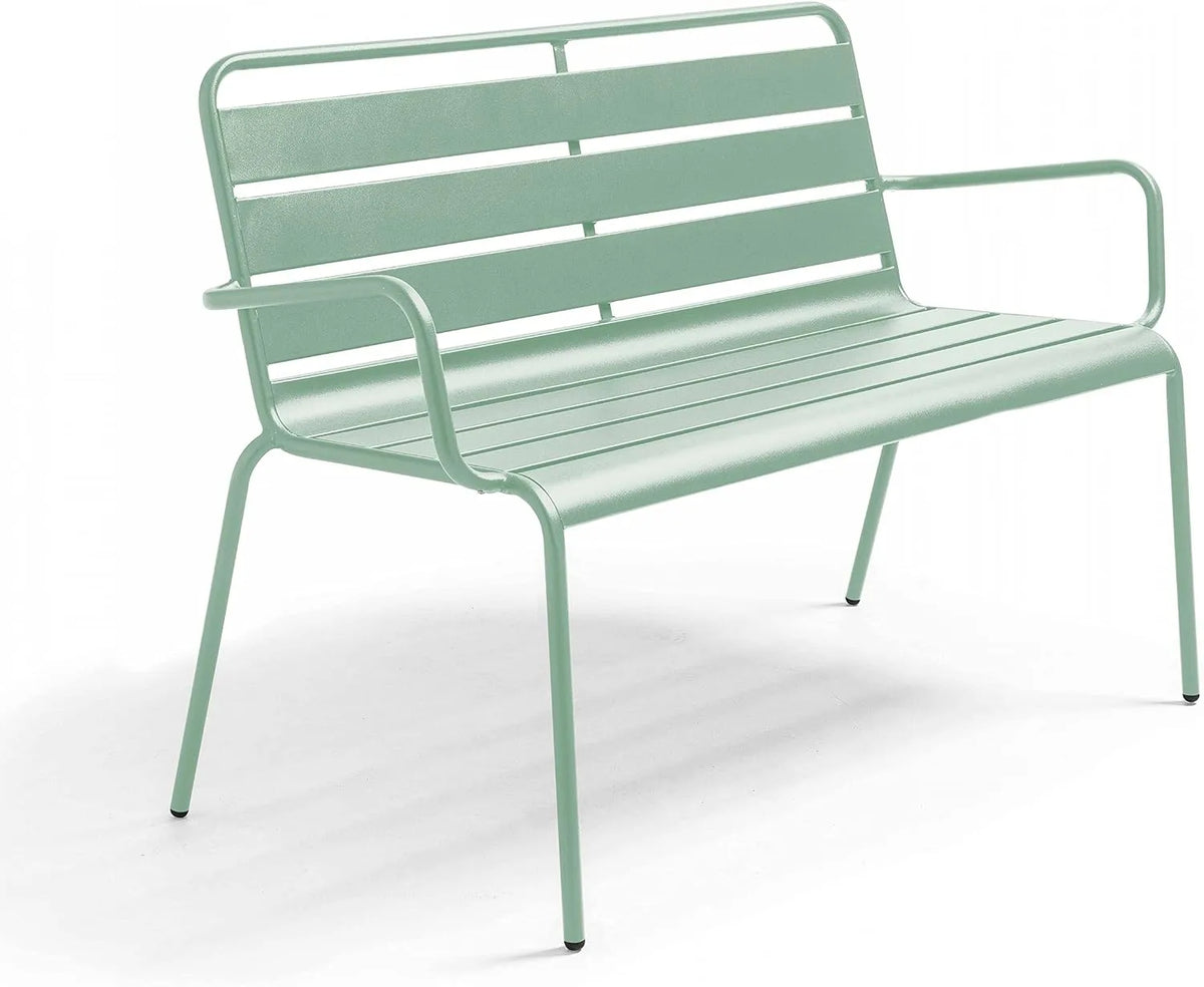 Banc de jardin et banquette de terrasse – Palavas, en métal, vert