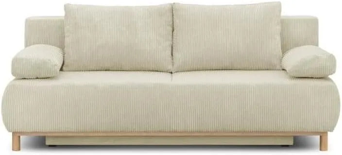 Banquette Convertible 3 Places Velours côtelé Beige – en velours côtelé, avec rangement, 93 cm, MIKA P 93, avec rangement intégré
