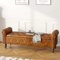 Banc et banquette d'intérieur — en cuir PU, avec rangement, 160cm, marron, avec rangement intégré