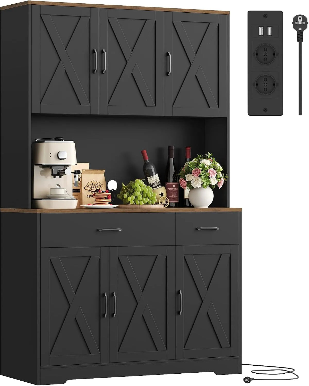Armoire de rangement – avec rangement, avec tiroirs, avec Bibliothèque et étagère de rangements, réglable, 2 Tiroirs, 105 × 180 cm, avec étagères