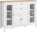 HOMCOM Buffet et meuble de rangement Salon: avec rangement, avec tiroirs, réglable, 2 tiroirs, 120 × 40 × 90cm, blanc