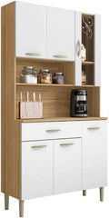 DIFFUSION Buffet et meuble de rangement de Cuisine 6 Portes 1 Tiroir Chêne et: avec tiroirs, 36.3 cm, 173.5 P, blanc, ACTUAL P 36