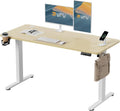 Bureau et table informatique: USB-C, avec port USB, réglable, 140 × 60 cm, beige, hauteur réglable