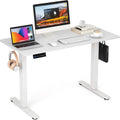 COSTWAY Bureau et table informatique: réglable, 120 × 60 cm, blanc, hauteur réglable
