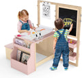 COSTWAY Bureau et table informatique: pour enfant, en bois, réglable, 50kg, rose