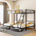 Lit superposé et lit mezzanine — en métal, avec tiroirs, 140 × 200, 90 × 200, 140cm, 200cm, noir