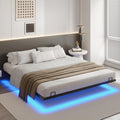 Cadre de lit et structure de lit 180 x 200 avec Éclairage LED et — en métal, affichage LED, 180 × 200, noir, revêtement en tissu