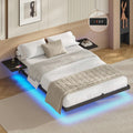 Lit 2 Personnes avec 2 Bibliothèque et étagère de rangements de Chevet — en métal, avec rangement, avec étagères, affichage LED, 140 × 190, 24 CM