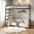 Lit Mezzanine 90 x 200 cm – pour enfant, en métal, avec échelle, 90 × 200 cm, noir