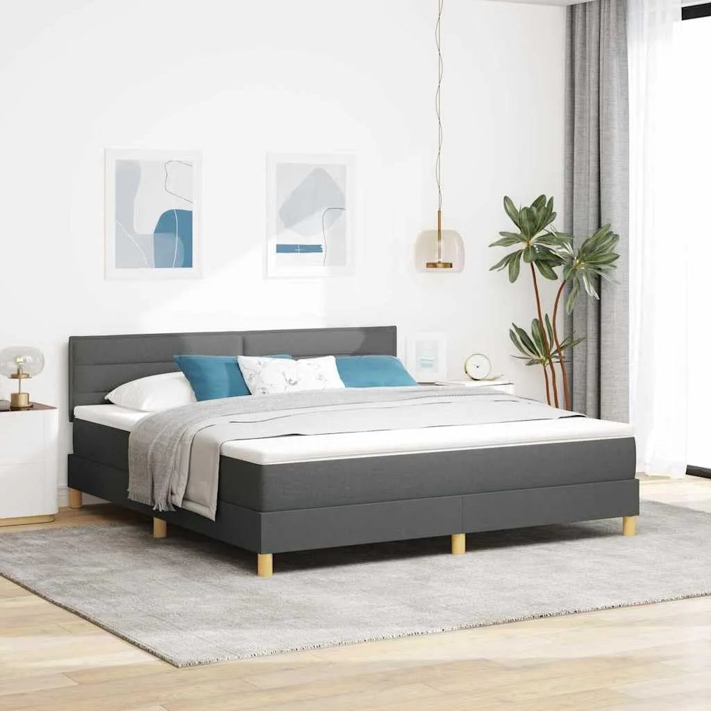 Lit rembourré et cadre de lit tapissé: RVB, revêtement en tissu, réglable, affichage LED, 180 × 200 cm, gris