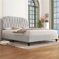 Yaheetech Lit avec Sommier et Tête — réglable, 160 × 200cm, beige, hauteur réglable