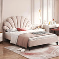 Lit Capitonné Double 140x200 cm — 140 × 200 cm, beige, revêtement en velours