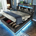 Lit Coffre 90x200 avec Ports USB et Type-C et éclairage – avec rangement, avec port USB, affichage LED, 90 × 200, 90 × 200 cm, gris