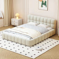 Lit Capitonné 140 x 190 cm — 140 × 190 cm, beige, revêtement en tissu