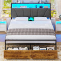 Cadre de lit et structure de lit 140 x 190 avec Sommier en Métal – USB-A, avec tiroirs, avec port USB, affichage LED, 2 Tiroirs, 140 × 190