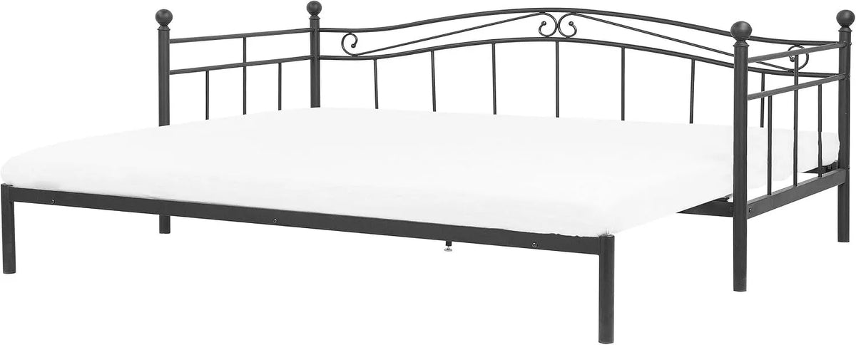 Beliani Lit banquette et lit d'appoint Extensible en Métal Noir 80/174 x 200 — 174 × 200 cm