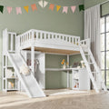 Lit superposé et lit mezzanine: pour enfant, avec toboggan, avec bureau, avec armoire, 1 Place, 90 × 200, blanc