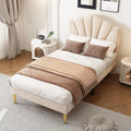 Lit 90x200cm avec Sommier à Lattes – réglable, 1 Place, 90 × 200cm, beige, revêtement en velours, revêtement en tissu
